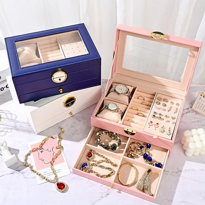 2024 neue High-End-Schmuckschmuckschatulle Aufbewahrungsbox Ring Ohrringe Ohrstecker Armband Halskette Schmuckaufbewahrung Geschenkbox Displaybox