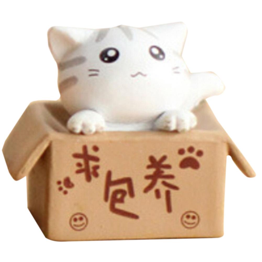 Cute Cat Resin Crafts Sculpture Moss Miniature Landscape Flower Pot Garden DIY Decoration Supplies