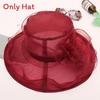 Summer Sun Hat For Women With Large Brim And Flower Decor Made From Eukran Organza