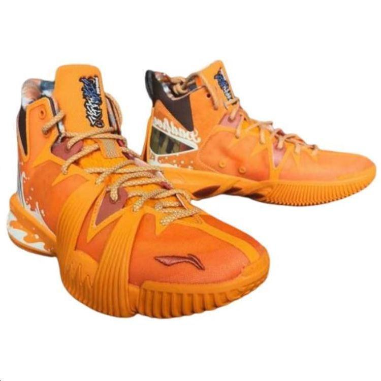 Li Ning Badfive 1 Badfive Slip Resistant Abrasion Resistant Mid top Basketball Shoes Men's Orange ABFQ015-6