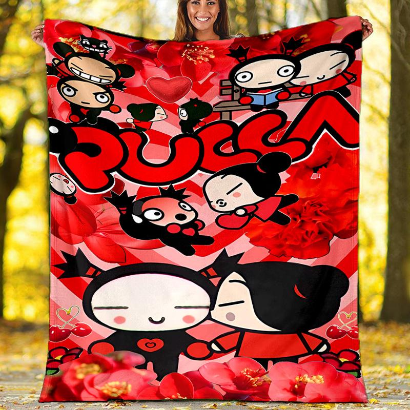 Pucca2 printed throw blanket—lightweight,soft,warm;versatile blanket for all seasons—perfect as &air-conditioning throw,nap blanket