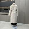 New environmentally friendly mink fur integrated coat women's long high-density two-color suit collar belt