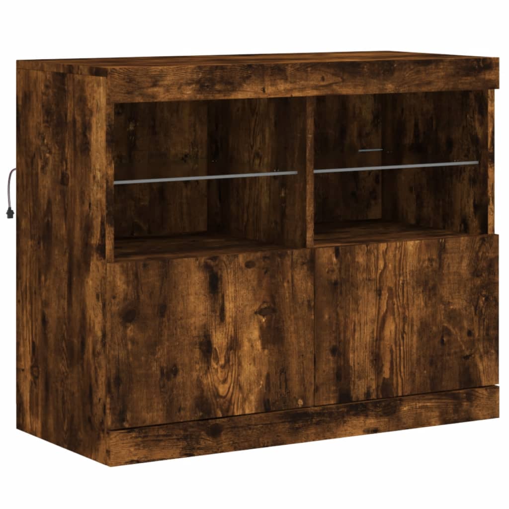 Vidaxl Szafka Z Oświetleniem Led, Przydymiony Dąb, 81X37X67 Cm
