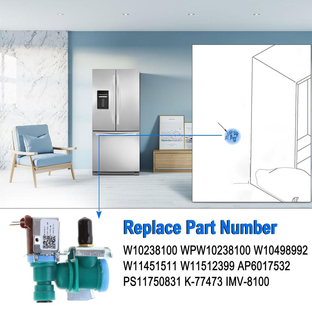 Long Lasting Refrigerator Water Inlet Valves W10238100 Single Water Valves Water Inlet Solenoid Valves Plastic Texture