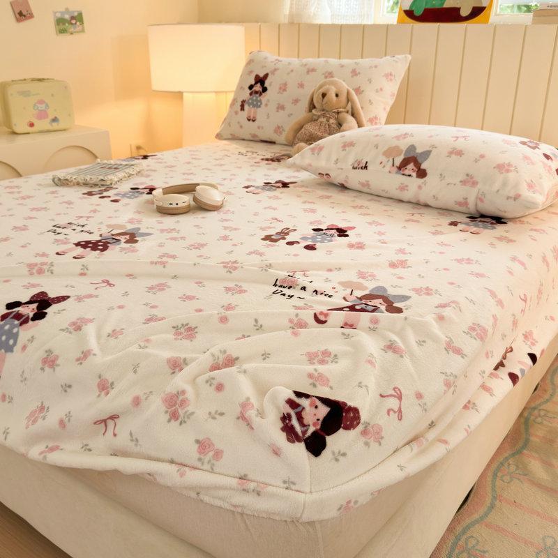 New Winter Milk Velvet Fitted Sheet, Single Piece, Fully Wrapped, Non-slip, Non-shifting Fitted Sheet, Washable and Machine Washable