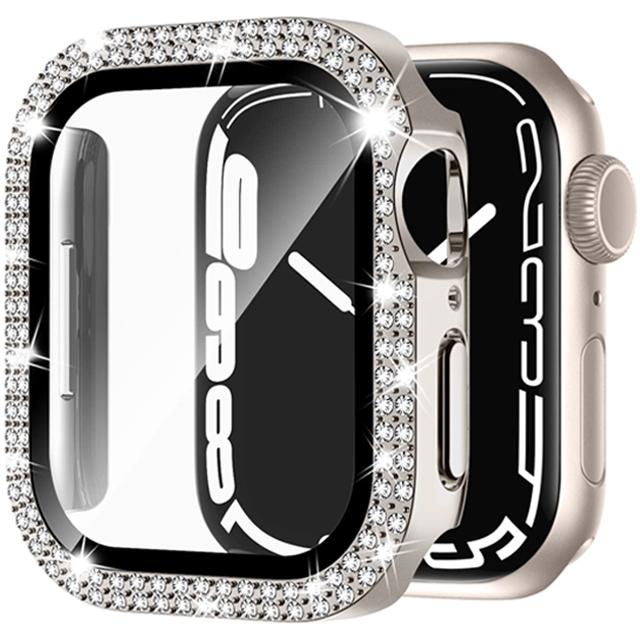 Glass+Cover For Apple Watch Case 45mm 44mm 41mm 40mm 46mm 42mm Bling Diamond bumper+Screen Protector Series 11 10 9 8 7 5 6 4 SE