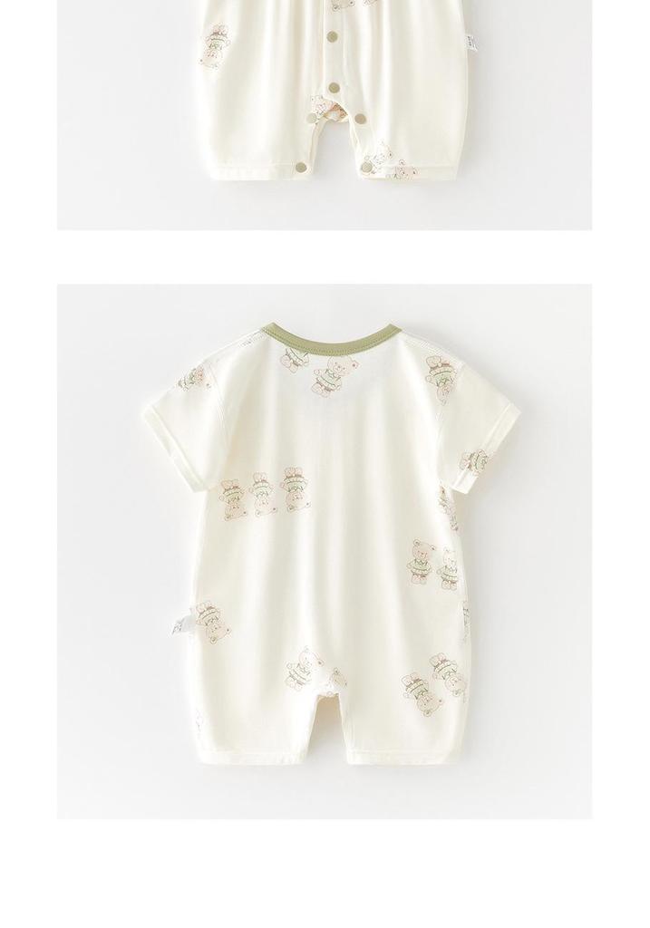 Cheng Bao Summer Baby Bodysuit Short Sleeve Modal Newborn Romper Pajamas