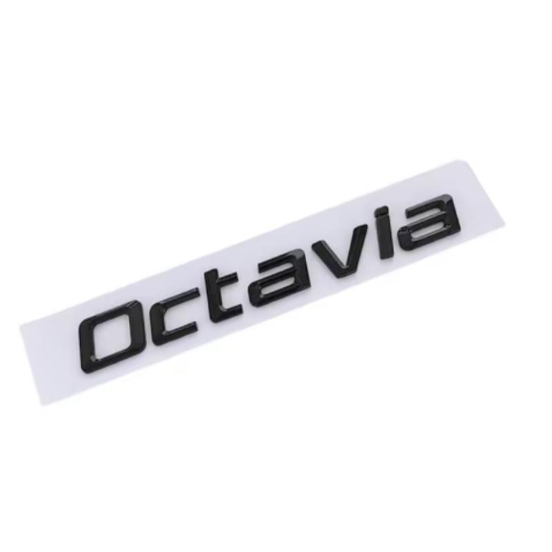 AAABU1 Auto Chrom Schwarz Logo Octavia Emblem Buchstaben Auto Heckklappen Aufkleber Für Skoda Octavia 1 2 3 4 MK3 MK4 MK5 RS VRS Zubehör