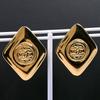 Earring COCO Mark Gold Plated Gold Square 18.5g Women Used