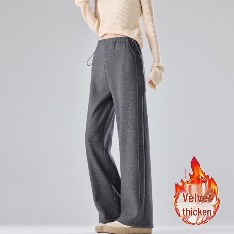 Trendy Maternity Drawstring Gray Pants: Wide-Leg and Narrow Straight-Leg Options for Spring and Autumn