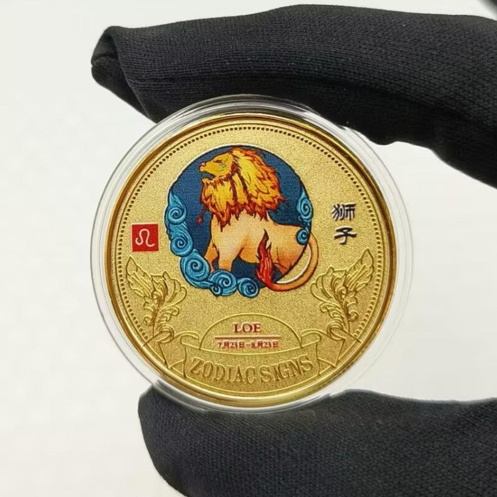 Twelve Zodiac Signs, Colored Coins, Metal Crafts, Lucky Coins, European and American Coins, Collecting, Playing with Coins, 12 Zodiac Signs Coins