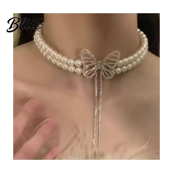 Fashion Faux Pearl Necklace Choker Women Elegant White Versatile Sparkling