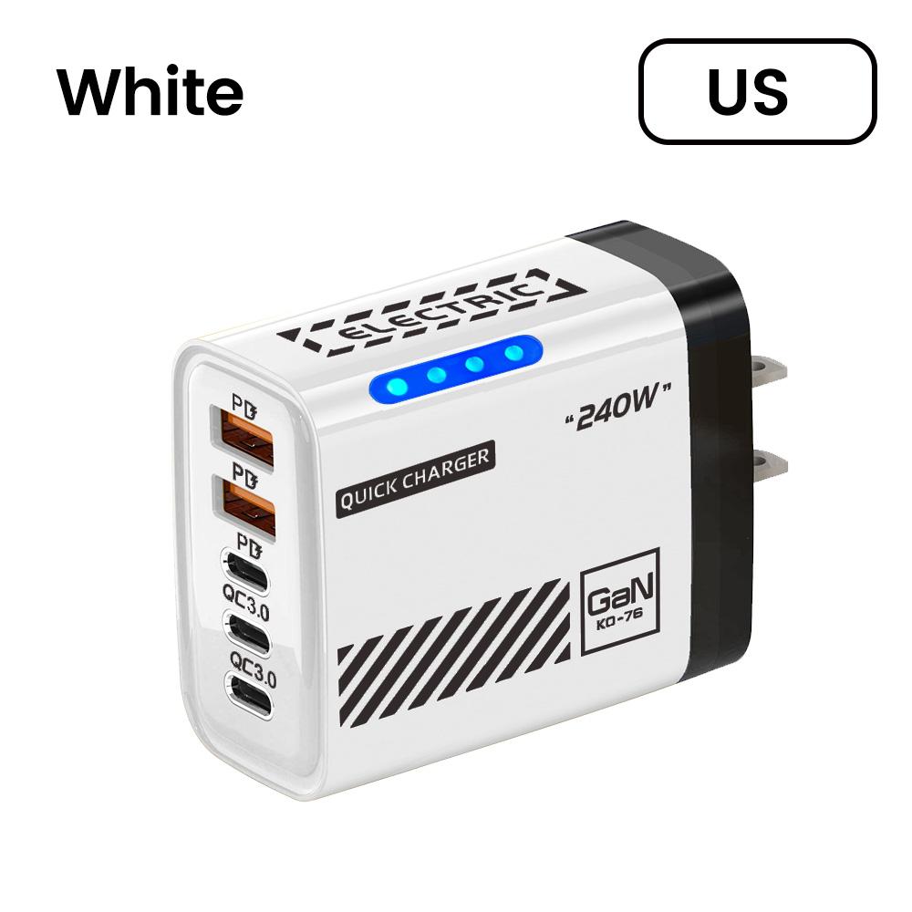 Xiaomi 240W QC3.0 PD 5 Ports GaN Fast Charger US/EU Plug Phone Charging Head Adapter with LED Light for iPhone Samsung Huawei Xiaomi