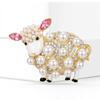 Lightweight Pearl Rhinestone Sheep Brooch Luxury Animal Lapel Pin Portable Jewelry for Women Travel Party Outfit