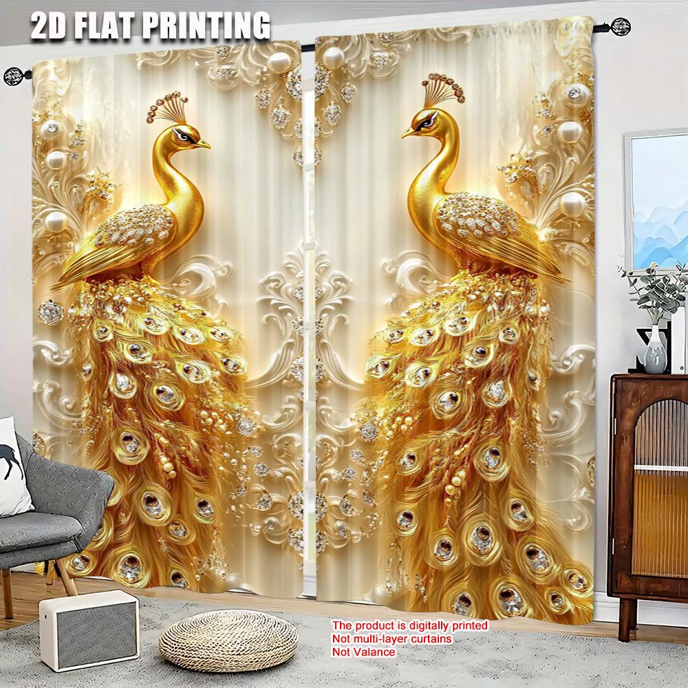 2-teilig, Vorhänge Pfau (3) Vielseitiges Polyester, Ohne Strom Festliche Wanddeko Perfekt für verschiedene Raumdekor-Ästhetiken
