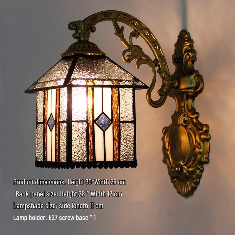 Retro European Tiffany-Style Wall Lamp for Bedroom, Hallway, or Bathroom Mirror