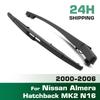 Wiper 14" Rear Wiper Blade & Arm Set Kit For Nissan Almera Hatchback MK2 N16 2000 - 2006 Windshield Windscreen Window