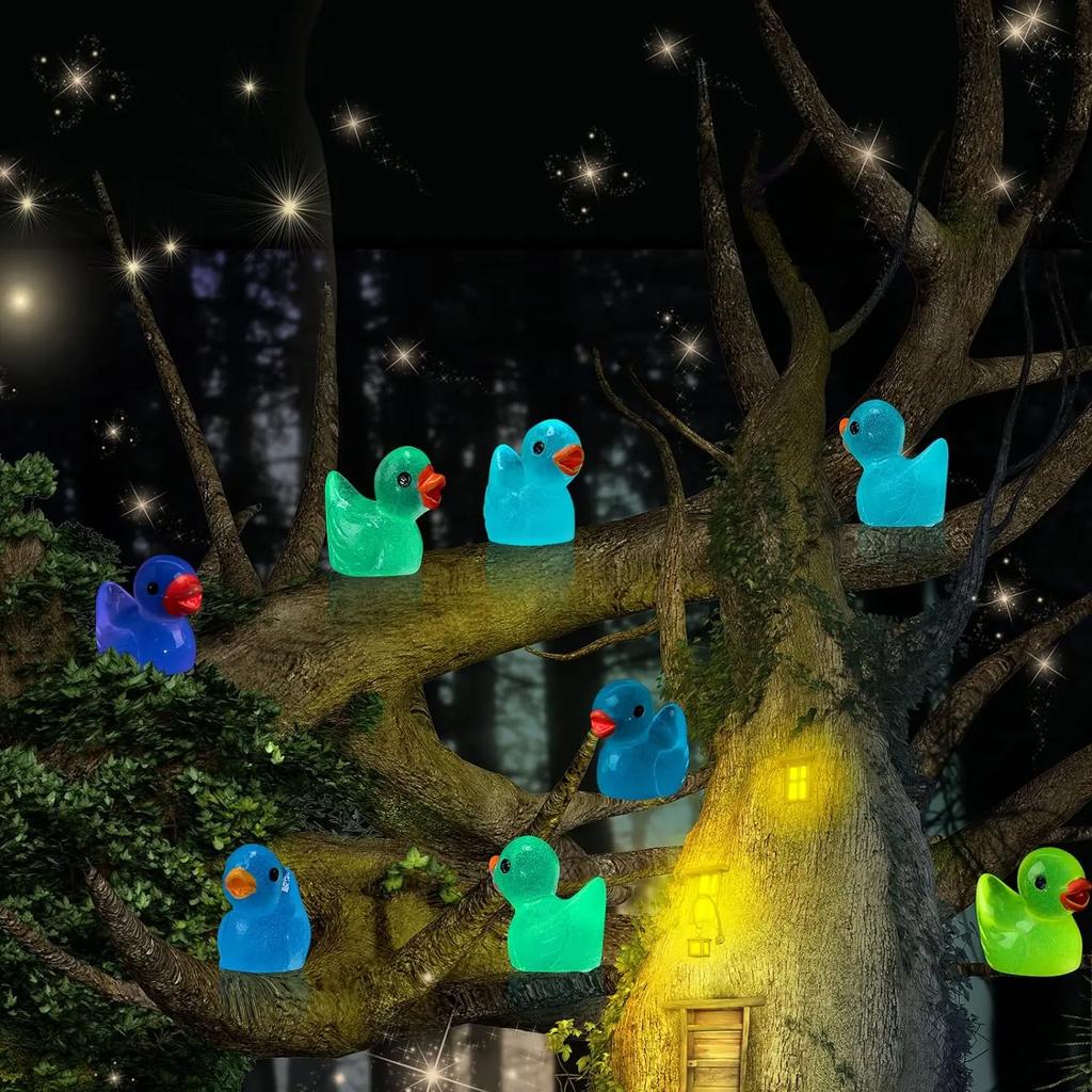 Luminous 50/100Pcs Mini Ducks Moss Microlandscape Miniature Duck Figurines Fairy Garden Accessories Home Decor Glow In The Dark