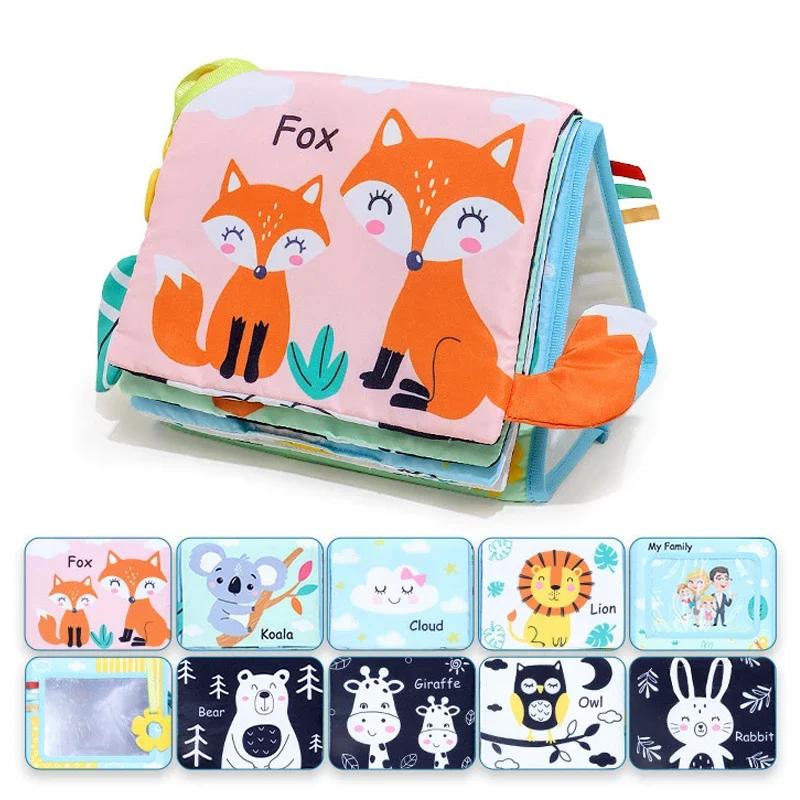 Toys Toys Toys Baby Cloth Book Sensory High Contrast Newborn Crib Black and White Development Mirror Tummy Time Montessori