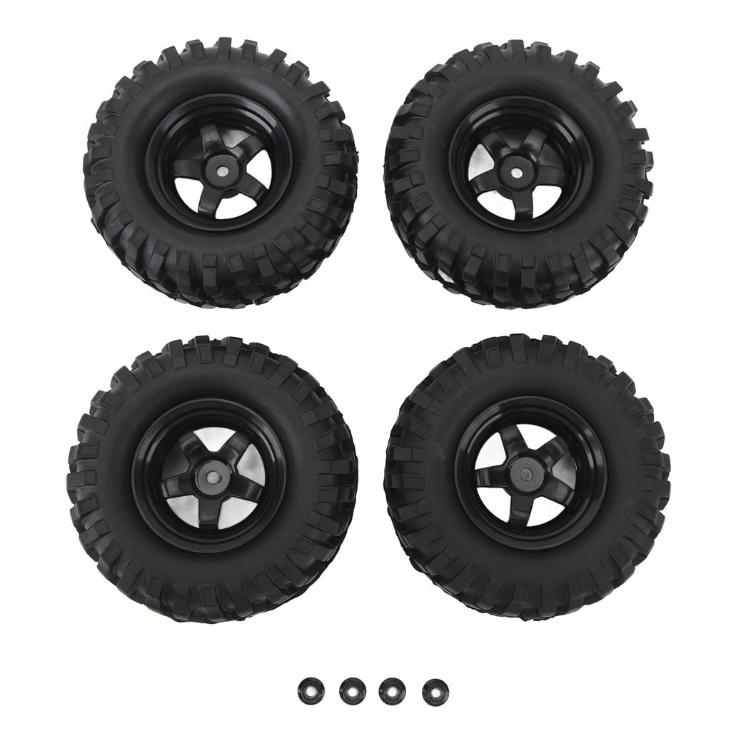 4pcs 1.9in RC Wheel Rims Tires Set For 1/10 RC Crawler Car Universal RC Crawler Wheel Rims Rubber Tires RC Accessories Black