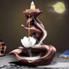 Lotus Flower Incense Burner Fountain Ceramic Incense Stick Holder  Meditation