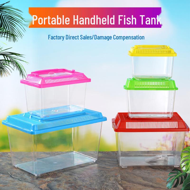 Transparent Multi-Size Handheld Pet Breeding Box and Tank for Turtles, Goldfish, and Hamsters