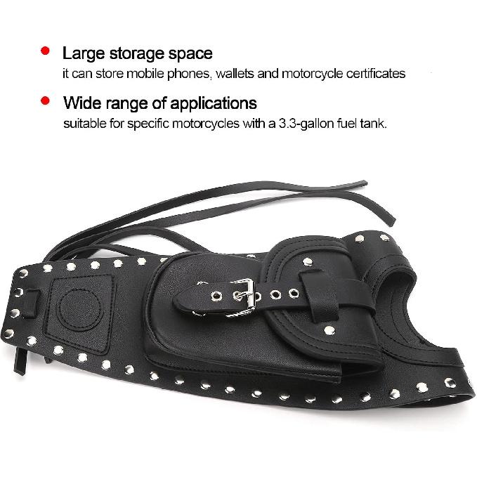 Fuel Tank Bag Black Motorcycle Artificial Leather Gas Tank Cover, Fuel Tank Pad for XLX1000, XL1200X, XLH883