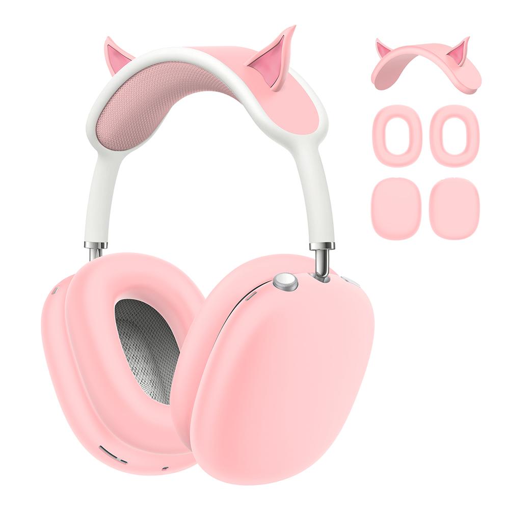 3-i-1 Silikonetui Øreputebeskytter/Ørekopper Beskytter/Pannebåndbeskytter Støtsikkert Etui for AirPods Max Trådløse Hodetelefoner