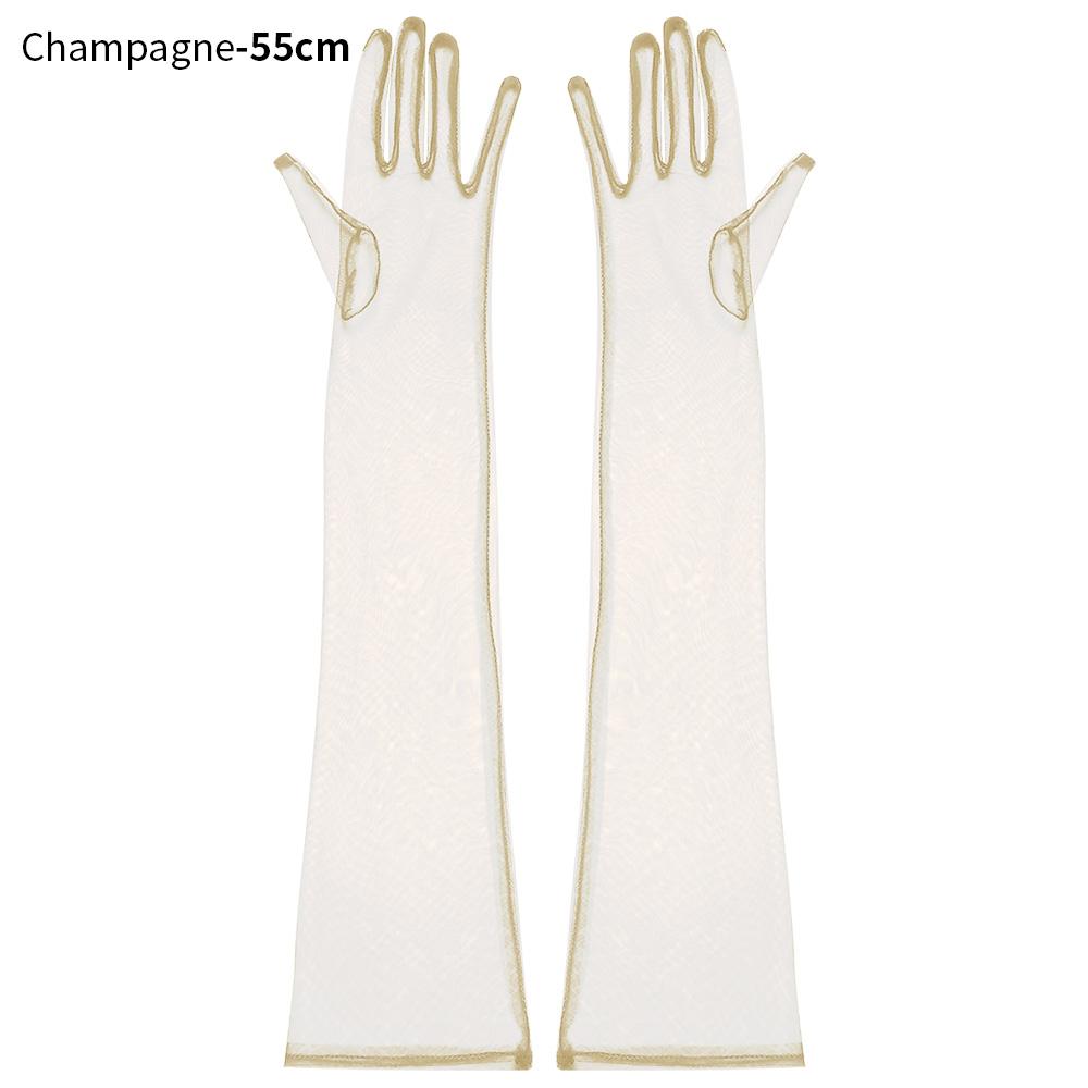 Women Sexy Lace Gloves White Mesh Tulle Gloves Lady Summer Sunscreen Mittens For Lady Driving Gloves Thin Elbow Long Gloves