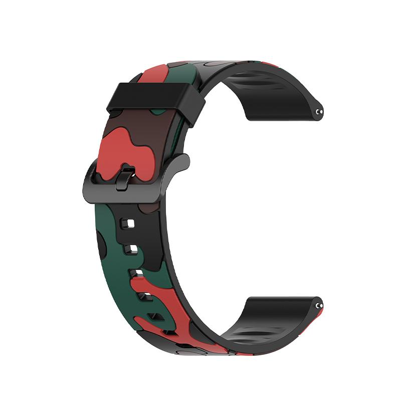 

For Haylou Solar LS05 Camouflage Pattern Silicone Smart Watch Strap Replacement Watchband Camouflage Red
