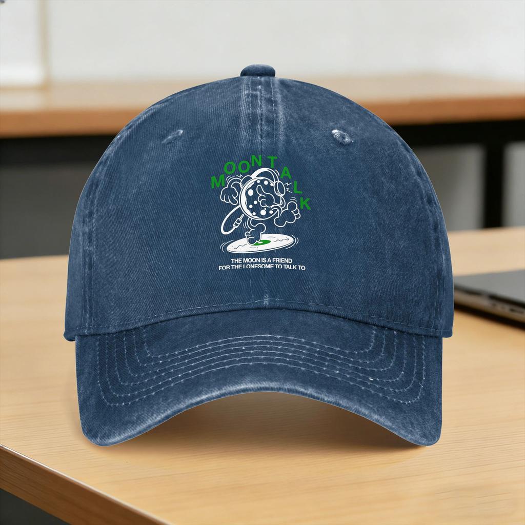 Summer Talking To The Moon Art Baseball Cap Sun Hot Sale Print Washed Trucker Hat UnisexTeens Casual Outdoor Sport Caps