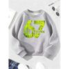 Kids Unisex Crewneck Sweatshirt, Vintage Scratched Neon Green Number 67 Print Pullover, Boys Girls Birthday Sweatshirt For Kids Over 4 Years Old