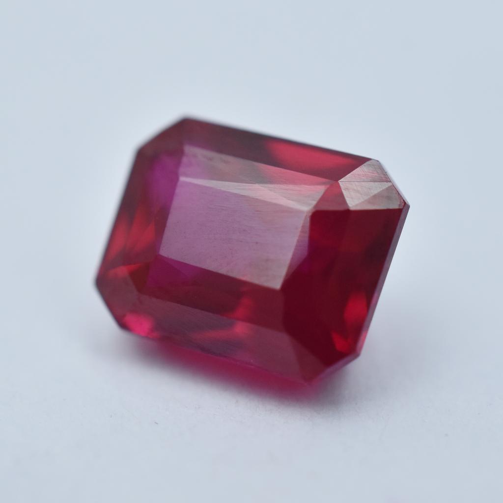 Red Ruby Loose Gemstone 7.15 Ct Emerald Shape for Jewelry Making and Gem Collections