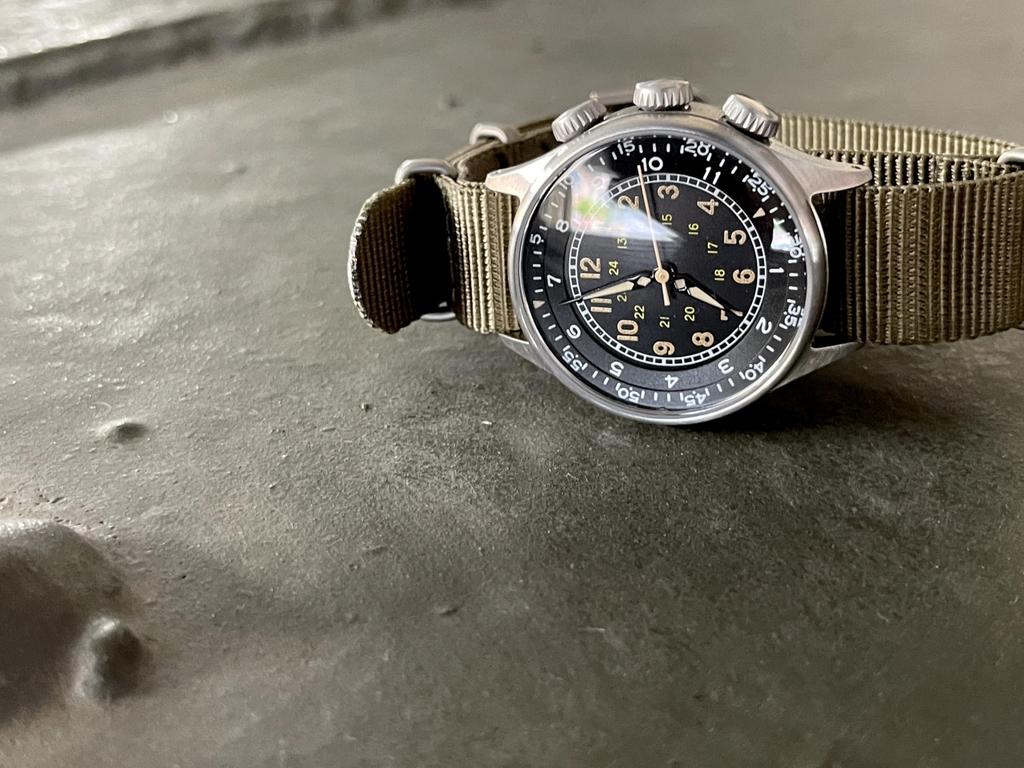 M.R.M.W. Men's Military Watch, Type A-15 Elapsed Time, Green NATO Strap