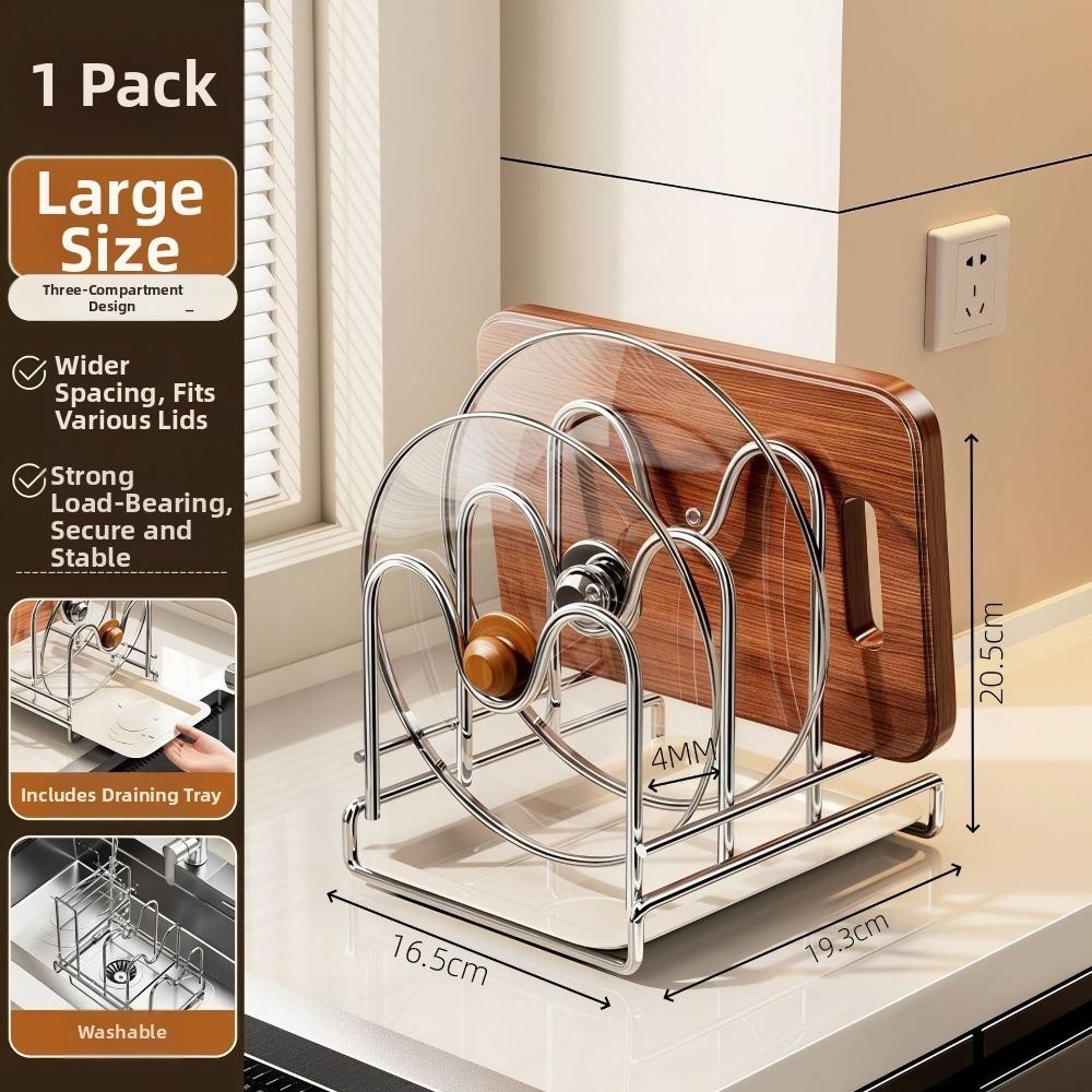 Stainless Steel Kitchen Storage Rack M-Shaped Slots Cutting Board Rack Kitchen Countertop