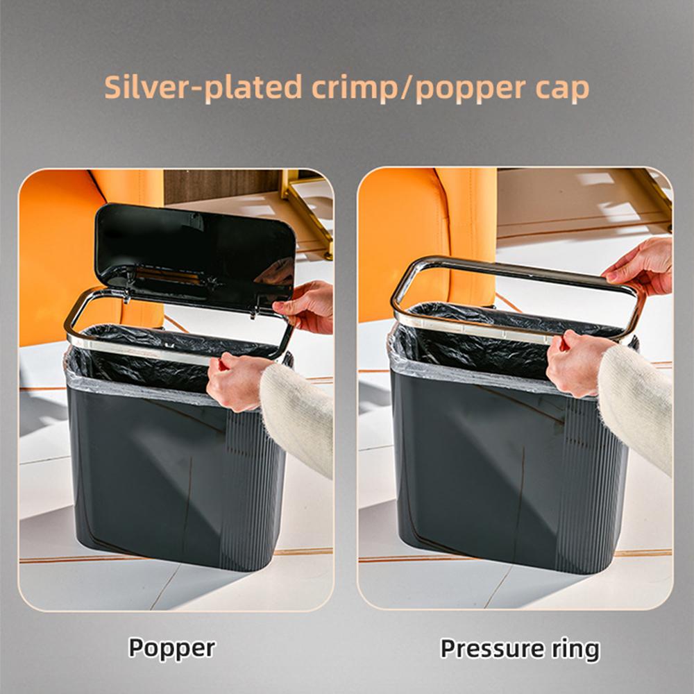 14L schmaler Pressring-Mülleimer mit Deckel Papierkorb für Badezimmer Lücke Küche Fußabfall Mülleimer Toilette Mülleimer Licht Luxus
