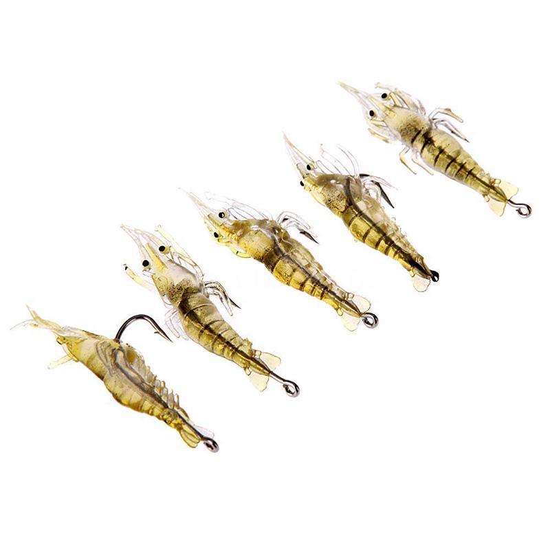 5pcs Soft Prawn Fishing Lure Simulate Shrimp Hook Tackle Bait 4cm Fishing Lure