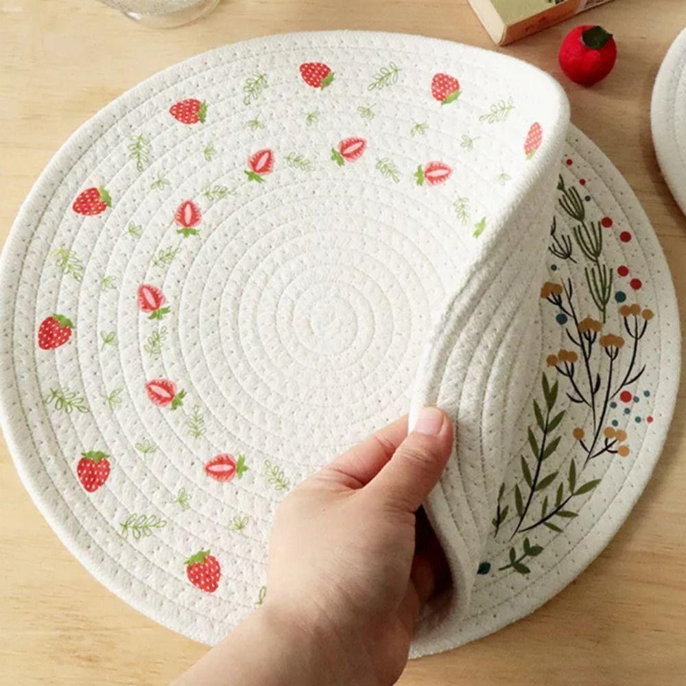 Erdbeermuster Topflappen Gewebte Baumwolluntersetzer Einfaches Platzset