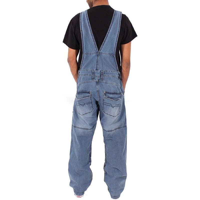 Overalls for Men Denim Suspenders Simple Multi Pocket Baggy Jeans Oversize Solid Mid Waist Loose Washed Jumpsuits Casual