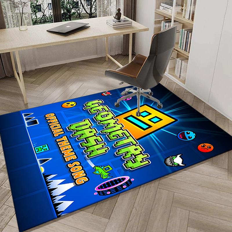 Geometry Dash: Tanze zum Beat Teppich für den Boden, Büroteppich, Stuhlmatte, Dekorations Teppich Wohnzimmer Schlafzimmer Matte, Große Größe Fan Geschenke Weihnachtsgeschenke