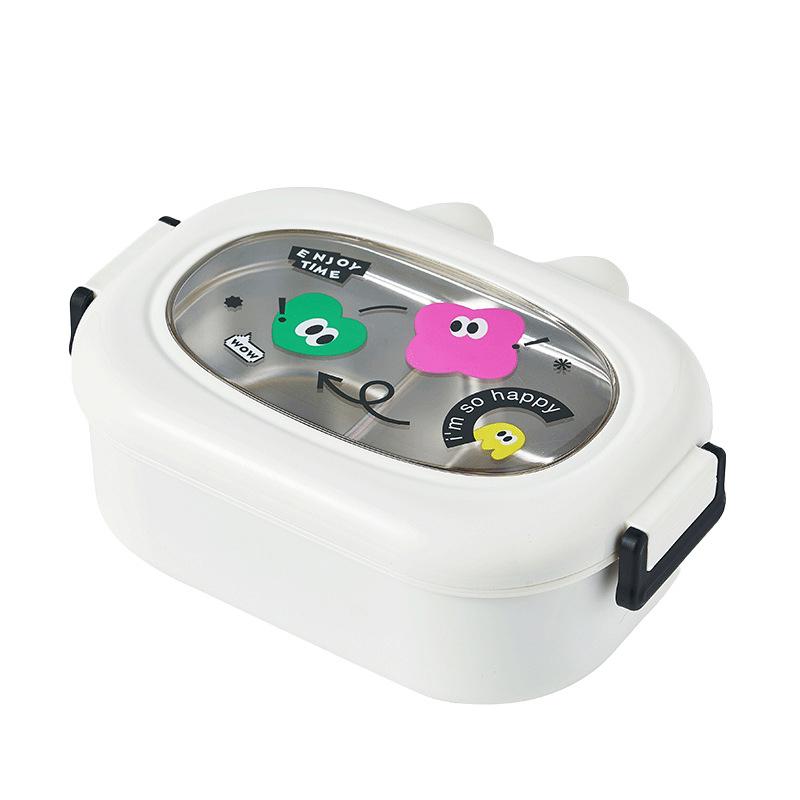 

Изолированный ланч-бокс, герметичный, портативный, мультяшный, разделенный пищевой контейнер, ланч-бокс для кемпинга, рыбалки, пешего туризма, путешествий белый