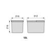 Emuca poubelles pour tiroir de cuisine recycle, hauteur 216, 1x12, plastique gris antracite, plastique.
