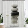 Zen Stone With Lotus Reflection In Water Shower Curtain, Bathroom Decorative Shower Curtain, Home Flowers Curtain With Hooks