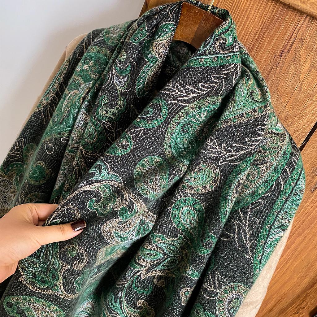 Imitation Cashmere Jacquard Ethnic Style Cashew Flower Shawl With Female Travel Vacation Photo Scarf To Keep Warm