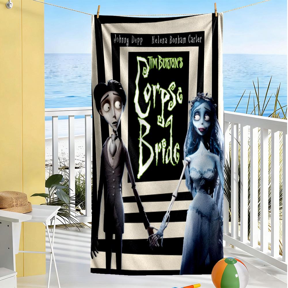 Corpse Bride Gothic Portraits Beach towel for beach travel Portable Seaside vacation Bath Accessory Perfect Gift for Valentine's Wedding Birthday