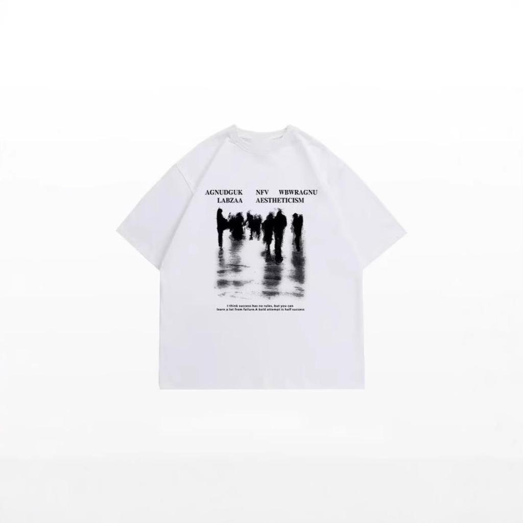 Streetová móda Nadměrné tričko s krátkým rukávem a kulatým výstřihem barvené sprejem