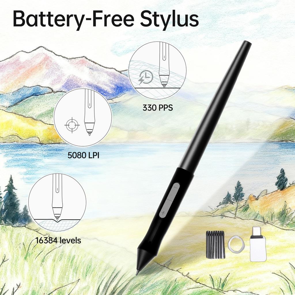 Graphics Drawing Tablet 7.68x4.80in Drawing Area Graphics Drawing Monitor with 16384 Pressure Levels 6 Shortcut Keys