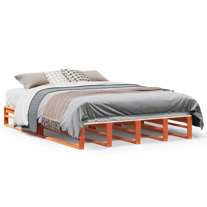 VidaXL Bed Frames Cherry Brown 120x190 Cm Solid Pine Wood, Bed, Solid Wood Bed Frame, Bedroom Furniture At 850865