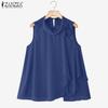 ZANZEA Women Loose Round Neck Casual Sleeveless Blouse
