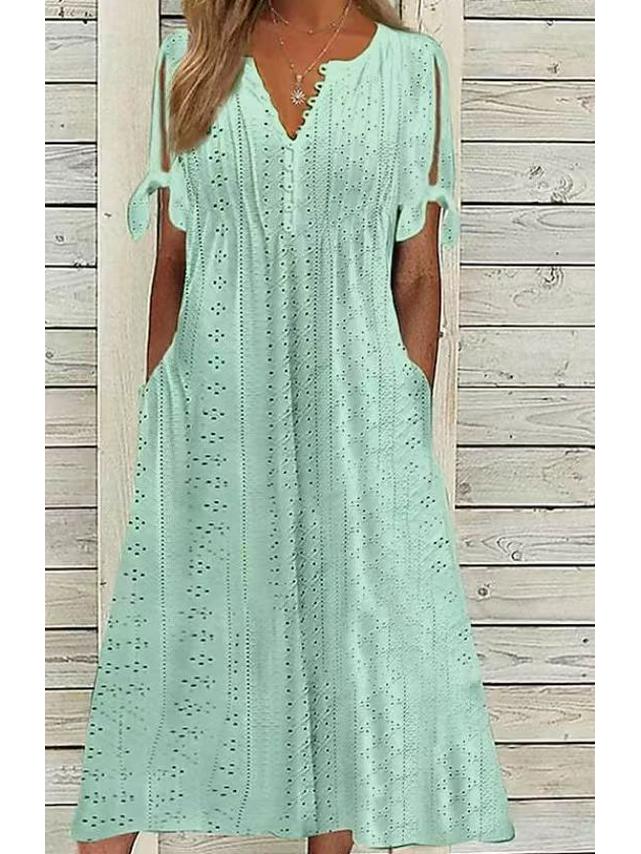 2024 New Fashion High-Waisted Casual Loose Embroidered Dress